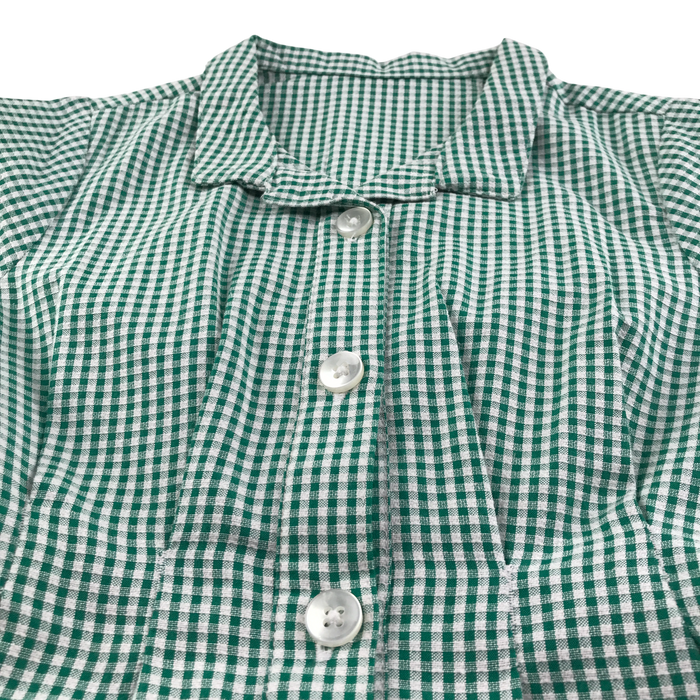 Green gingham with belt girls school summer dress