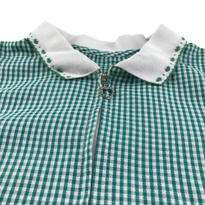 Green gingham with zipper girls school summer dress