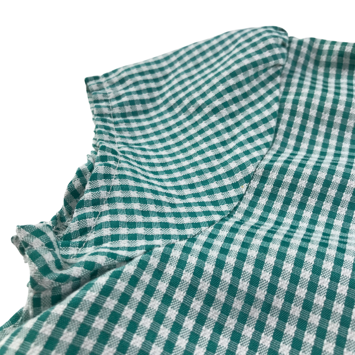 Green gingham with zipper girls school summer dress