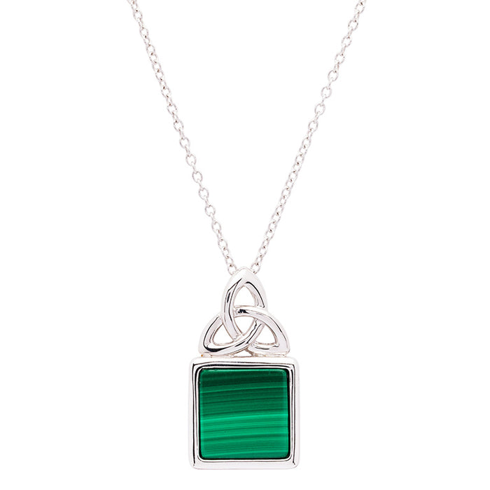 Green Malachite Sterling Silver Trinity Knot Necklace