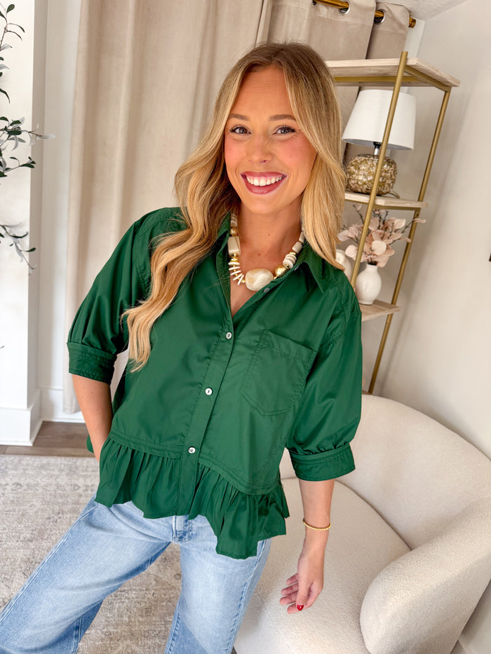 entro Gretchyn Peplum Short Sleeve Blouse – women's blouse