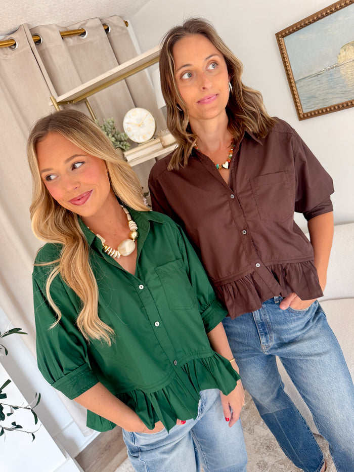 entro Gretchyn Peplum Short Sleeve Blouse – women's blouse