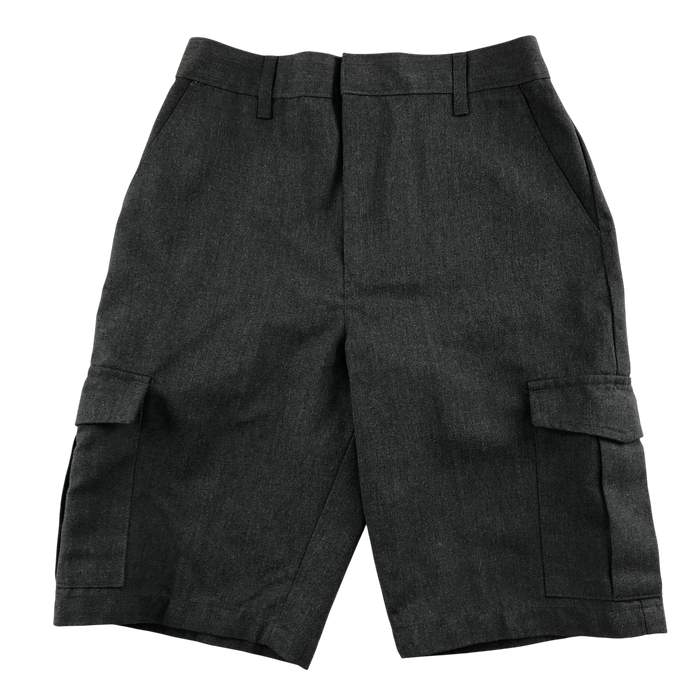 Grey boys cargo pockets school shorts