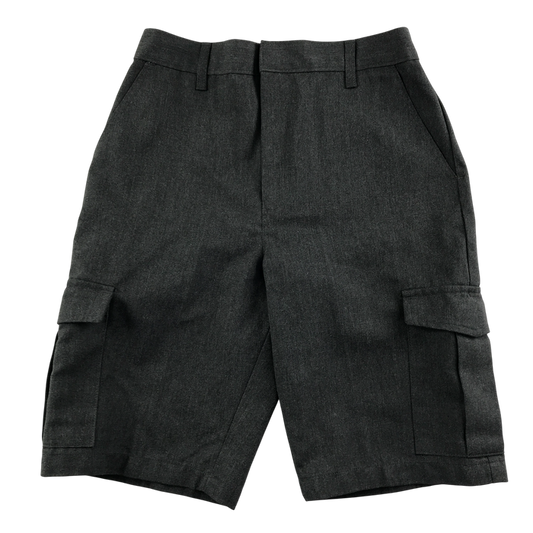 Grey boys cargo pockets school shorts