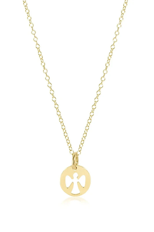 Guardian Angel Small Gold Disc 16" Necklace Gold