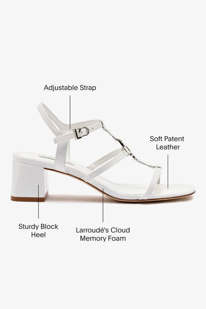 Hana Block In White Patent Leather Sandal Larroudé