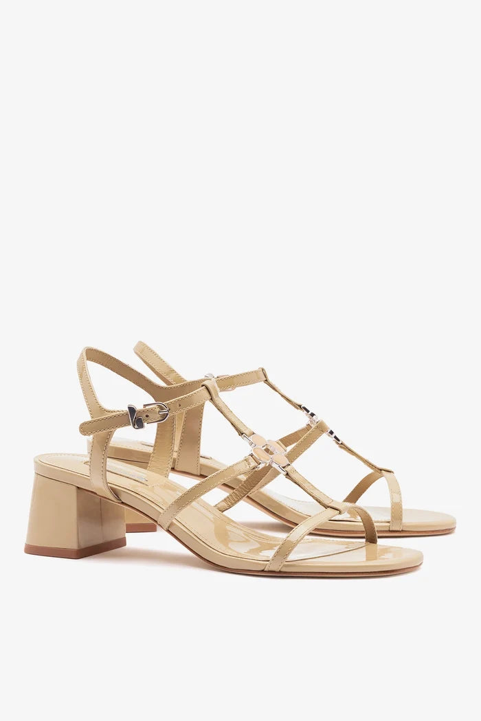 Hana Block Sandal Sand Patent Leather Sandal Larroudé