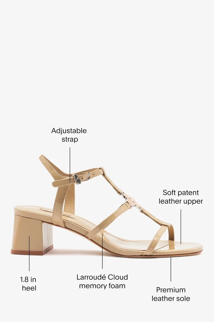 Hana Block Sandal Sand Patent Leather Sandal Larroudé