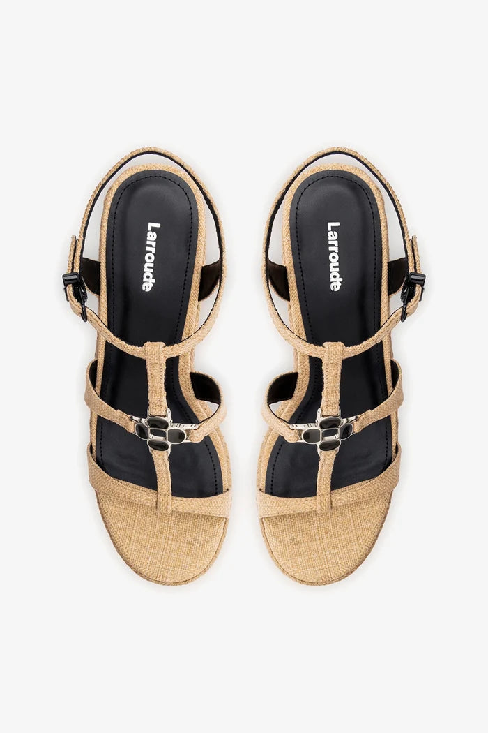 Hana Espadrille Sandal Beige Raffia Sandal Larroudé