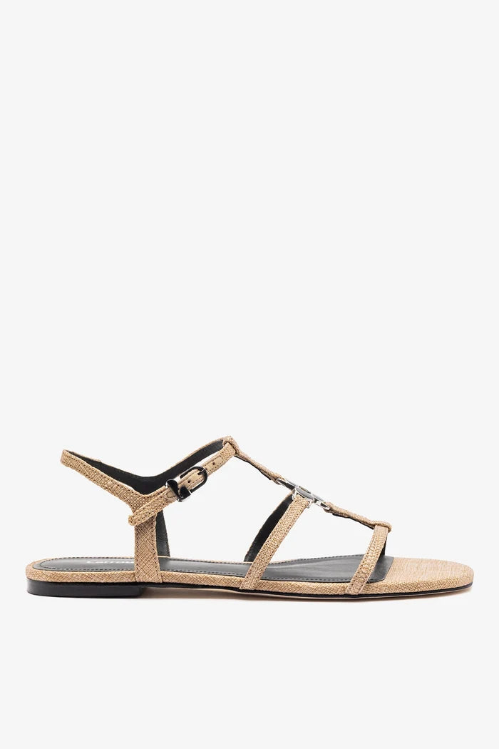 Hana Flat Sandal Beige Raffia Flat - Sandal Larroudé