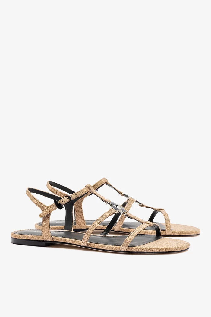 Hana Flat Sandal Beige Raffia Flat - Sandal Larroudé