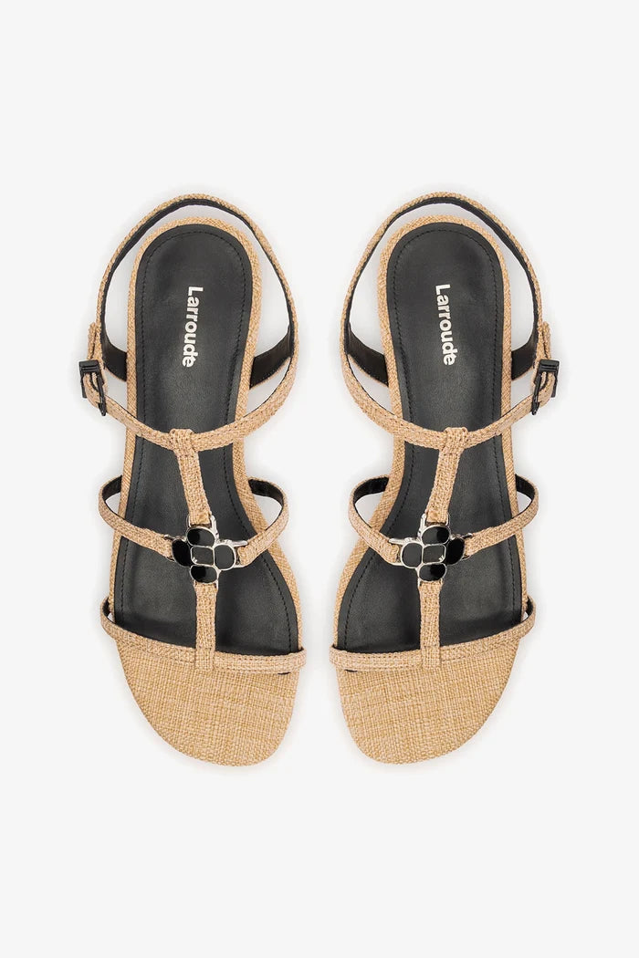 Hana Flat Sandal Beige Raffia Flat - Sandal Larroudé