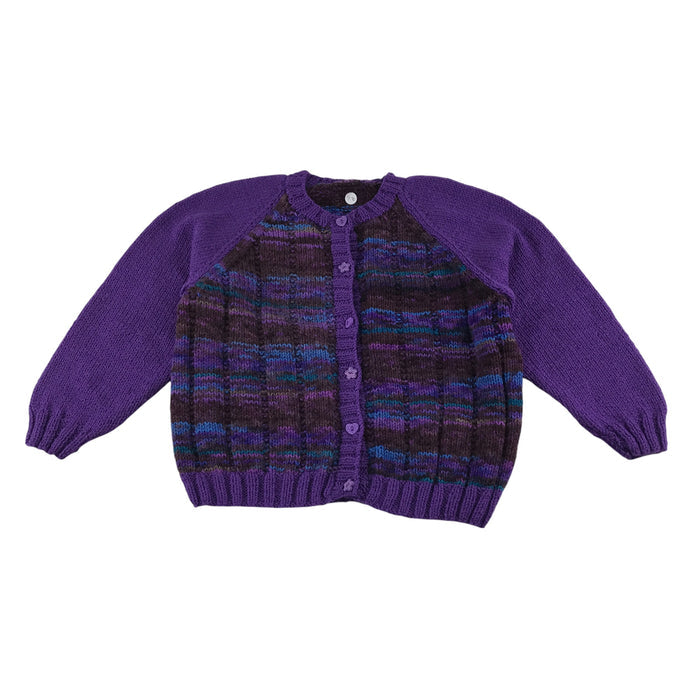 Handknitted 5-6 years purple blue knit cardigan
