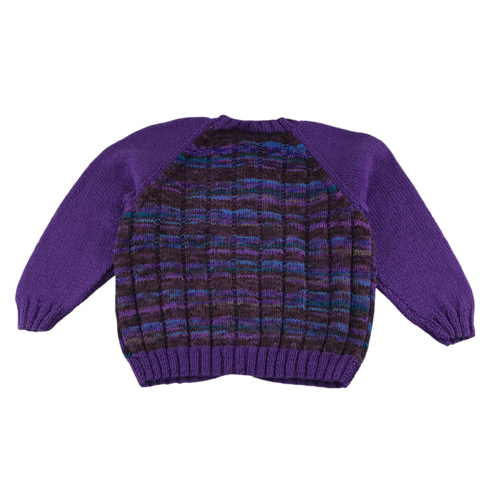 Handknitted 5-6 years purple blue knit cardigan