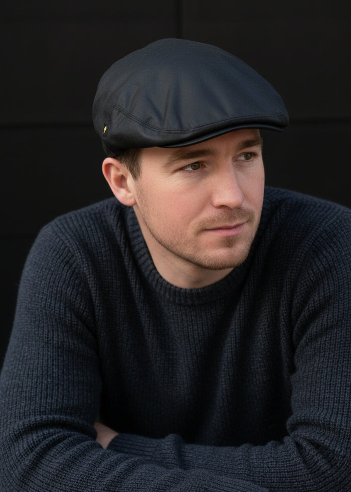 Black Wax Flat Cap