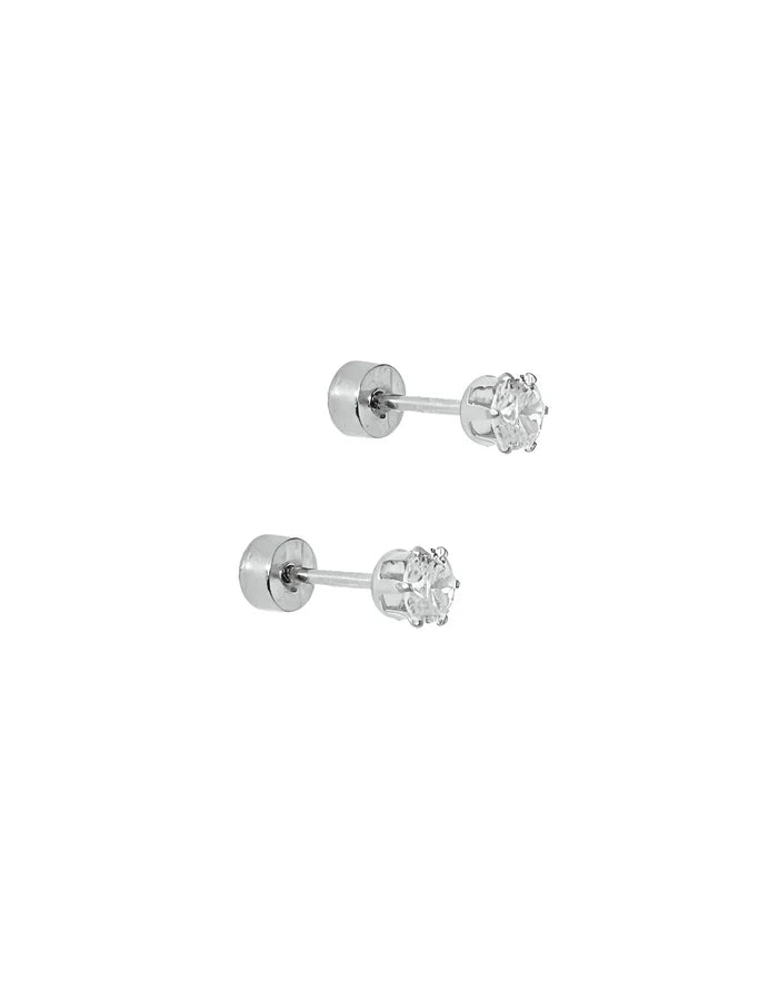 Helen Silver Stud Screwback Earring