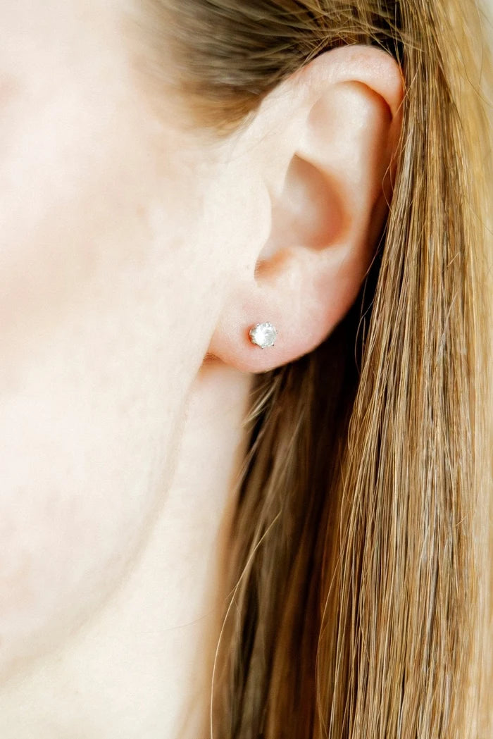 Helen Silver Stud Screwback Earring