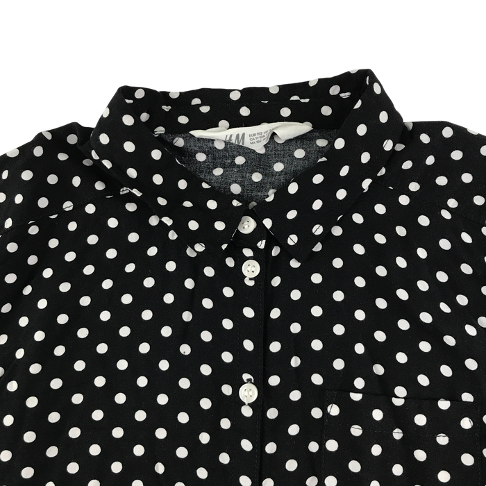 H&M 11-12 years black polka dot shirt