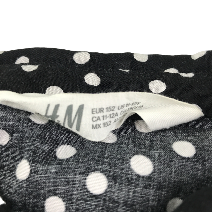H&M 11-12 years black polka dot shirt