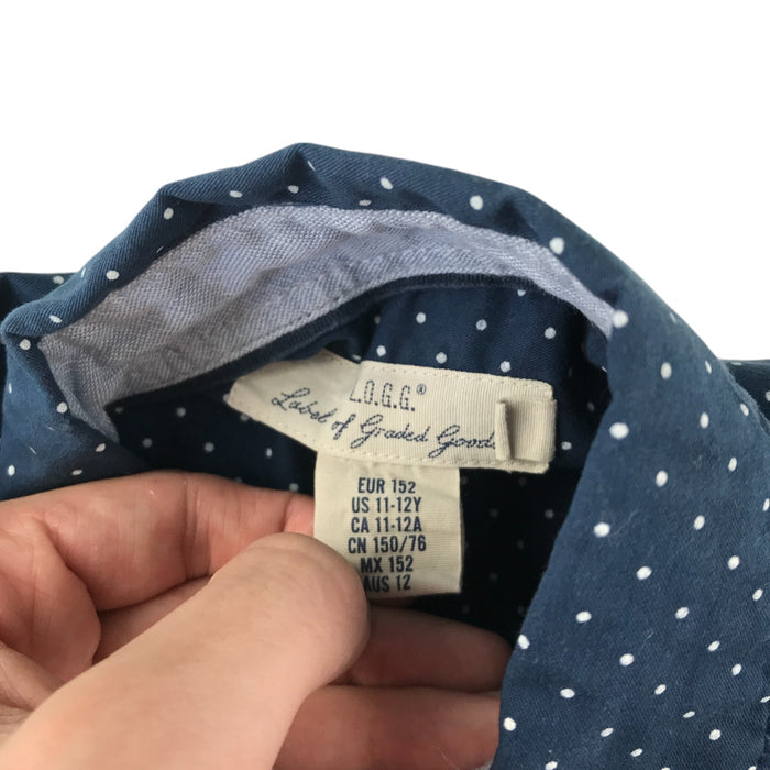 H&M 11-12 years navy with white polka dots buttoned cotton