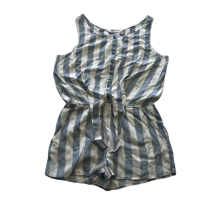 H&M 12-13 years white and blue stripy playsuit