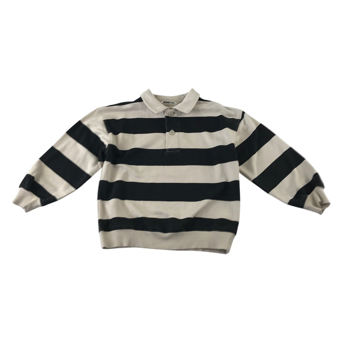 H&M 4-6 years cream and charcoal stripy collared sweater cotton polyester