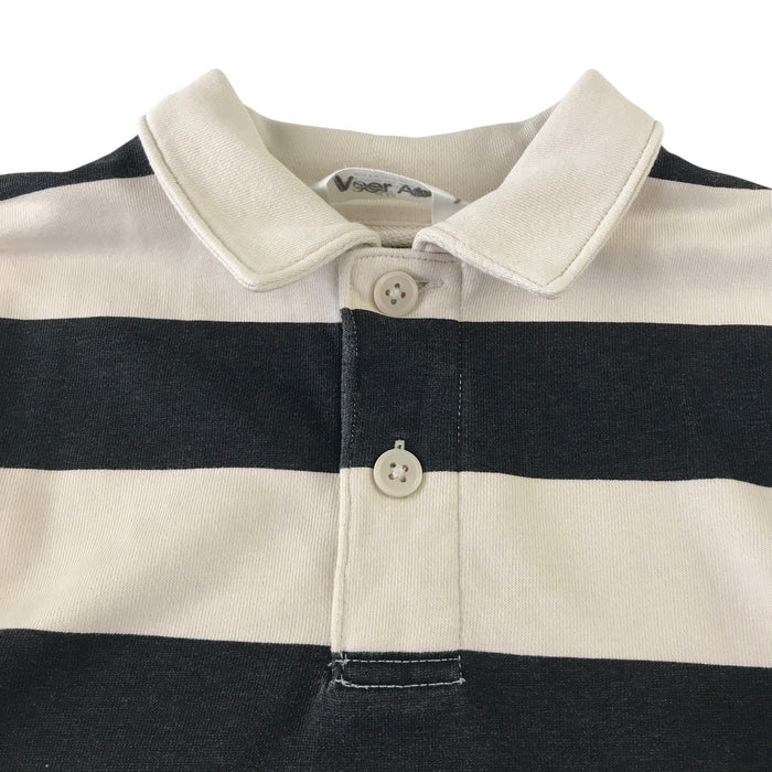 H&M 4-6 years cream and charcoal stripy collared sweater cotton polyester