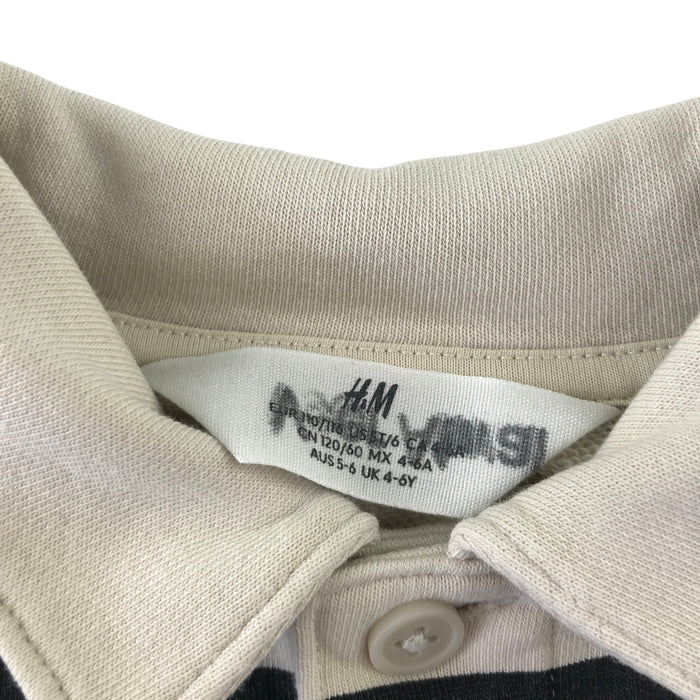 H&M 4-6 years cream and charcoal stripy collared sweater cotton polyester