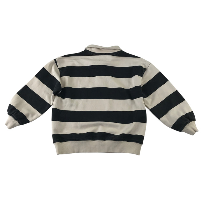 H&M 4-6 years cream and charcoal stripy collared sweater cotton polyester