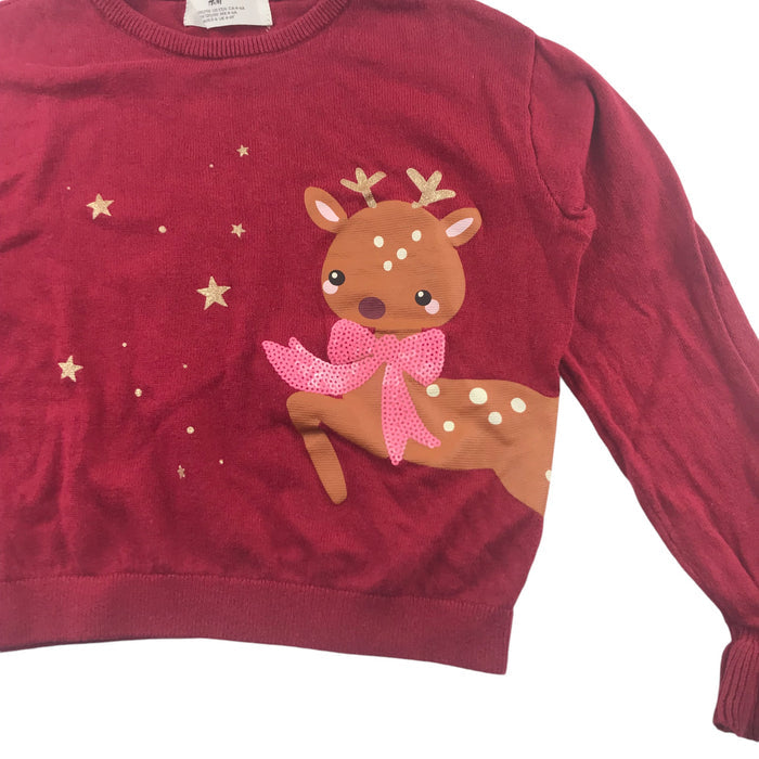 H&M 5-6 years burgundy sequin festive sequin cropped cotton jumper