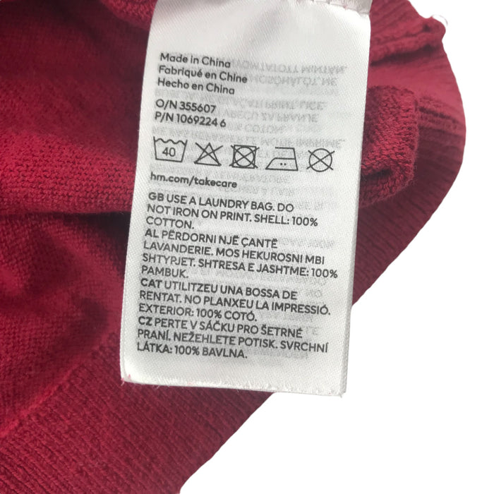 H&M 5-6 years burgundy sequin festive sequin cropped cotton jumper