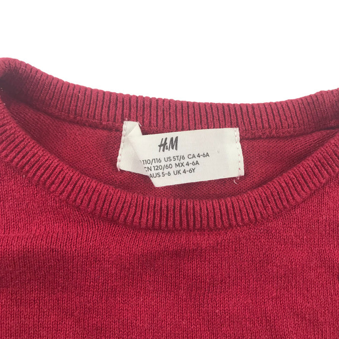 H&M 5-6 years burgundy sequin festive sequin cropped cotton jumper