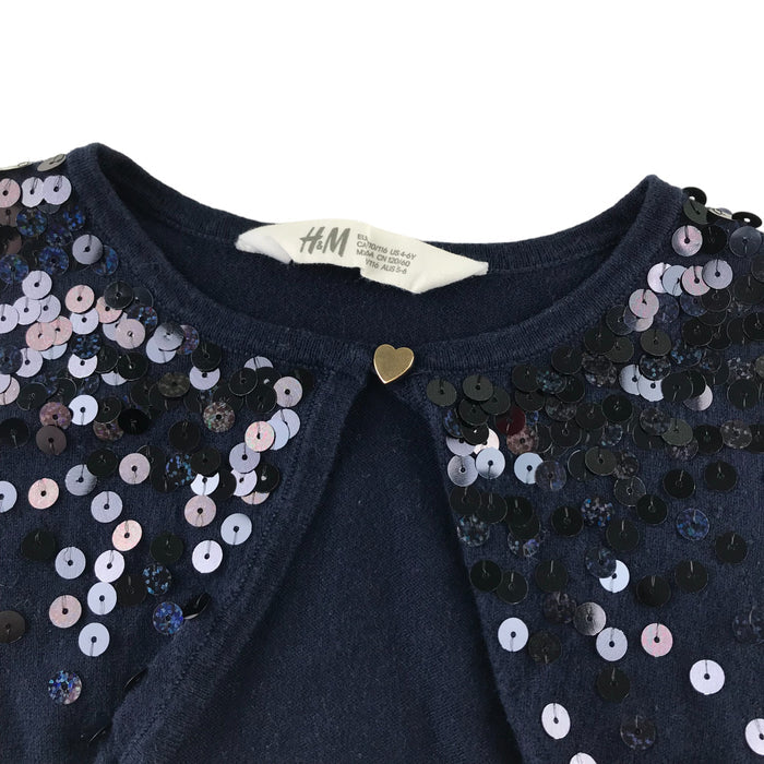 H&M 5-6 years navy blue with sequins cardigan