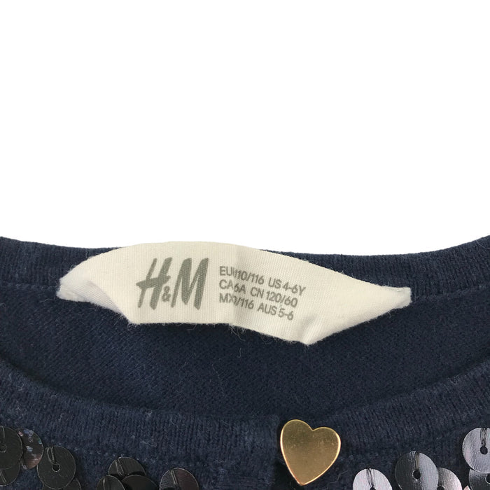 H&M 5-6 years navy blue with sequins cardigan