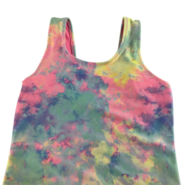 H&M 5-6 years pink blue paint splash swimsuit