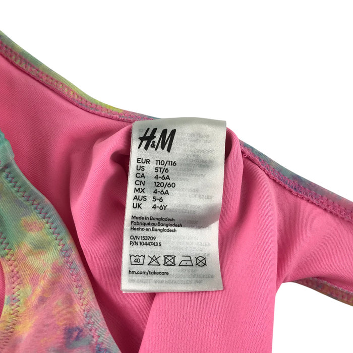 H&M 5-6 years pink blue paint splash swimsuit