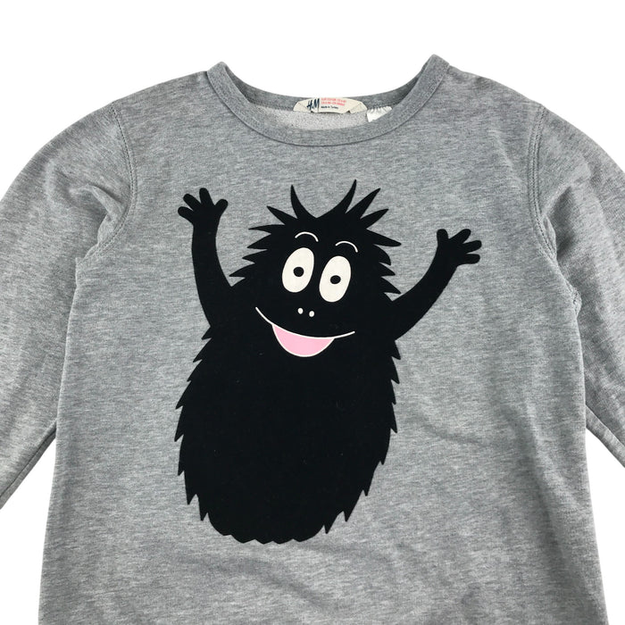 H&M 7-8 years grey crewneck monster velvet sweater