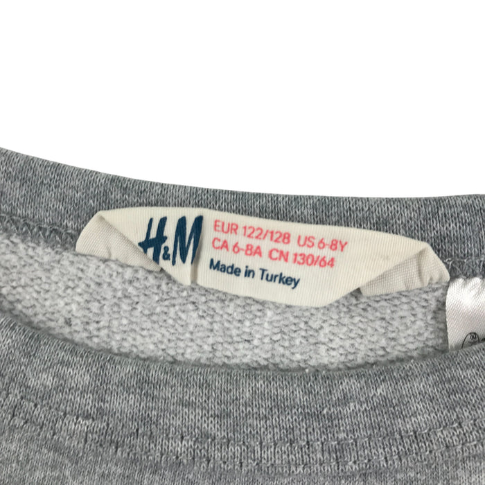 H&M 7-8 years grey crewneck monster velvet sweater