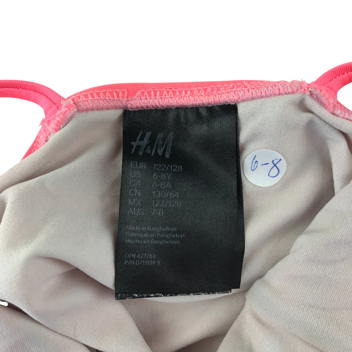H&M 7-8 years pink striped spaghetti strap swimsuit