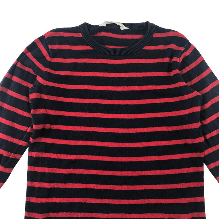H&M 7-8 years red and navy striped cotton jumper
