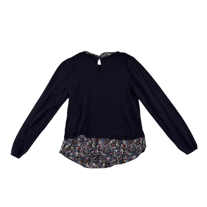 H&M 9-10 years black floral jumper blouse cotton
