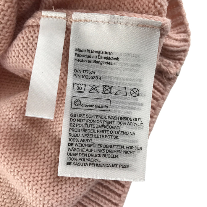 H&M festive jumper 10-12 years light pink sequin reindeer face