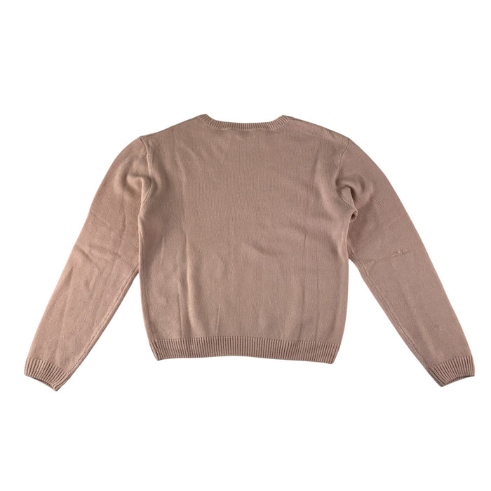H&M festive jumper 10-12 years light pink sequin reindeer face