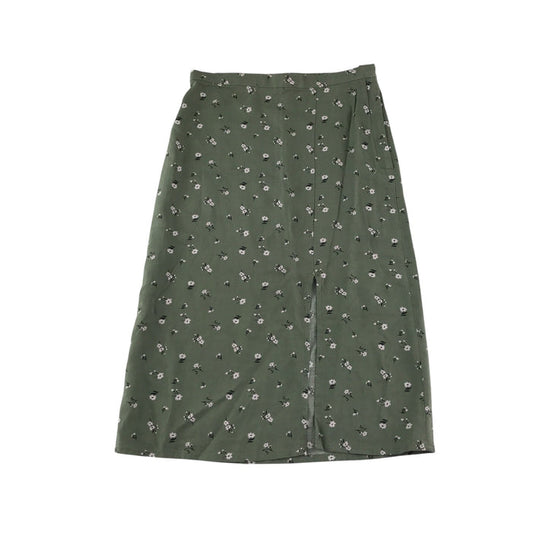 H&M skirt 9-10 years khaki green floral midi length viscose