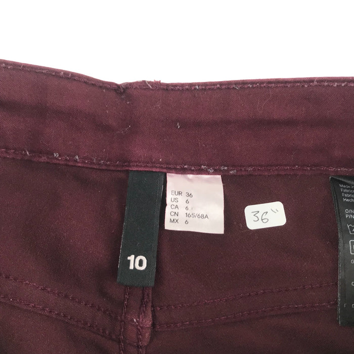 H&M womens UK 10 burgundy skinny jeans
