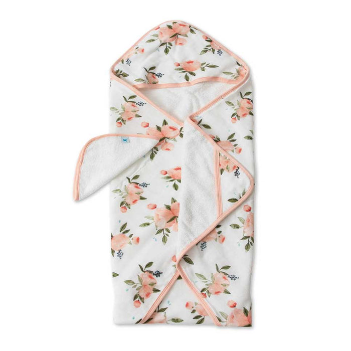 Little Unicorn Hooded Towel & Wash Cloth Set – Watercolour Roses | Koop.co.nz