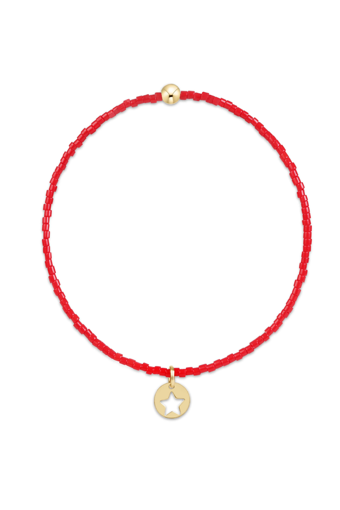 Hope Classic Bracelet- Bright Red- Star Small Gold Disc