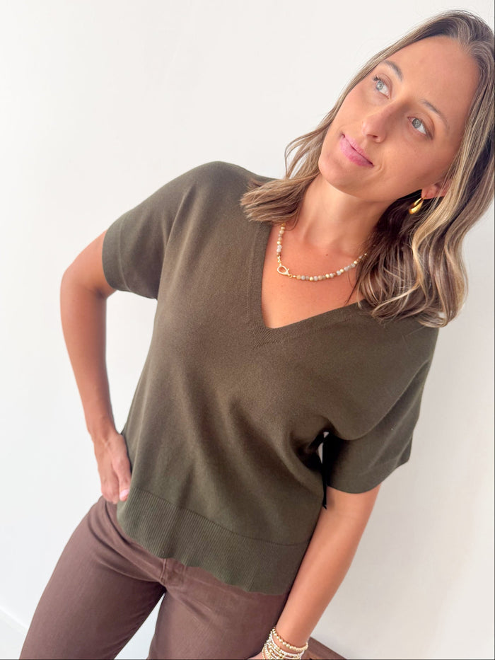 Liverpool Hunter Short Sleeve Sweater – women's sweater