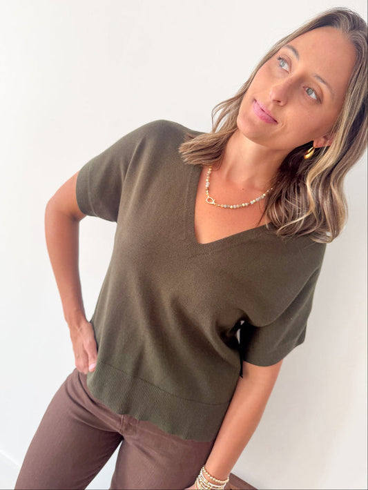 Liverpool Hunter Short Sleeve Sweater – women's sweater