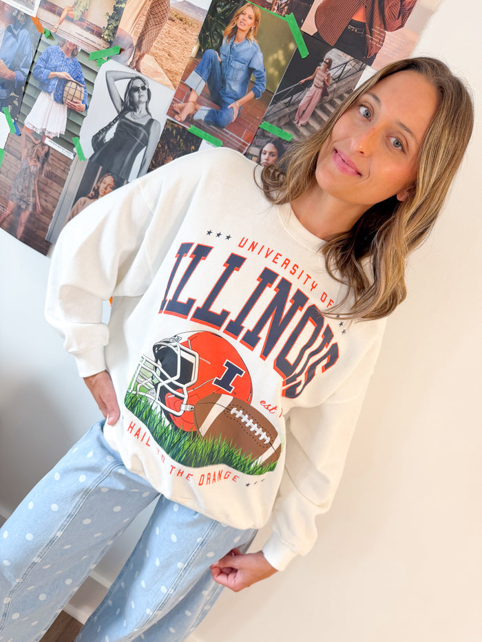 Gameday Social Illinois Malone Multimedia OS Fleece Crew – women's sweatshirt